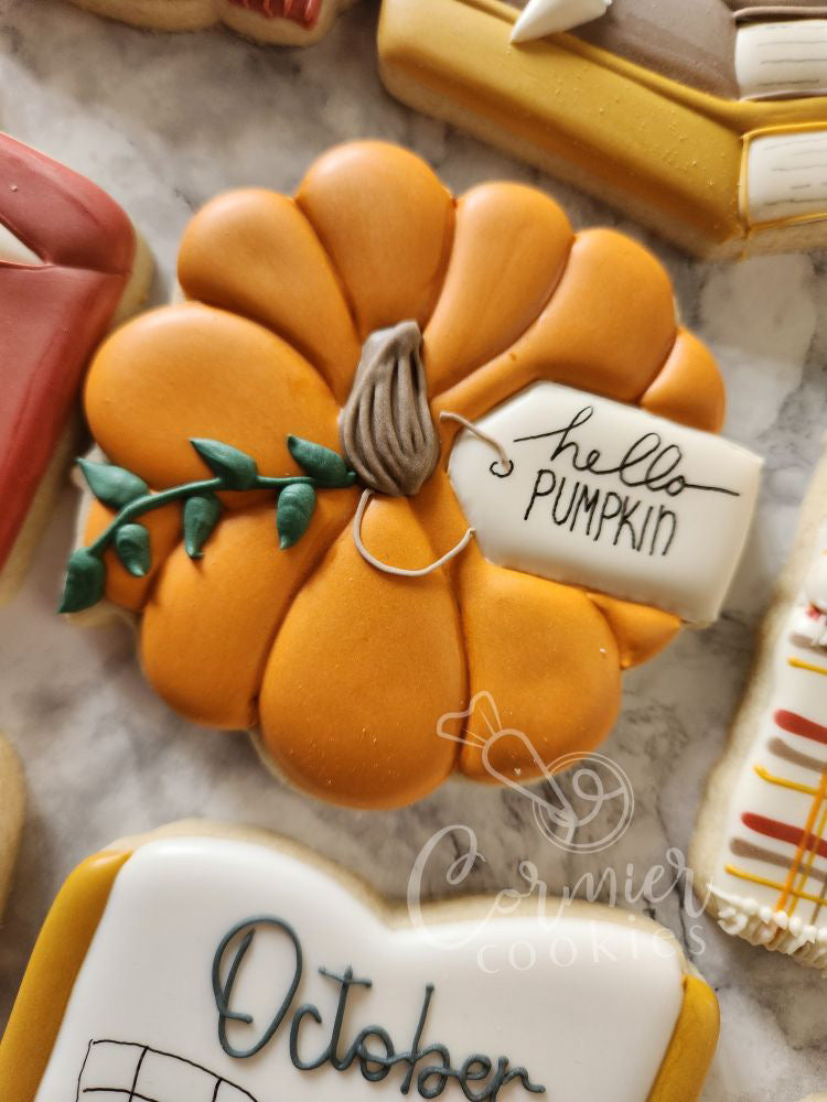 Fall Pumpkin with Floral leaves and gift tag Cookie Cutters