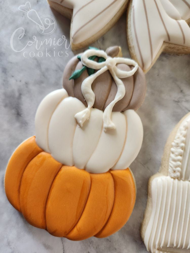 Fall Stacked Pumpkins with floral leaves Cookie Cutters