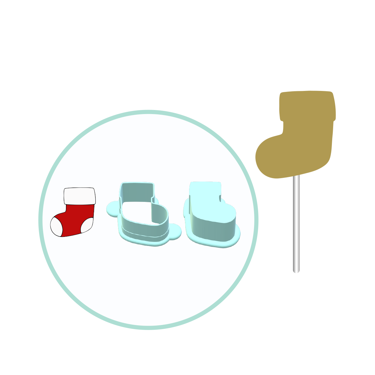 Christmas Stocking Cake Pop Mold | Deluxe Cutter, Popper, and Tray Option