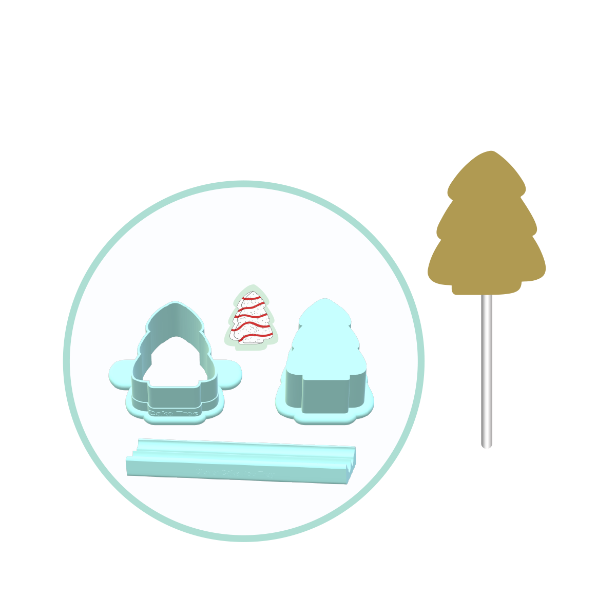 Christmas Cake Tree Cake Pop Mold | Deluxe Cutter, Popper, and Tray Option