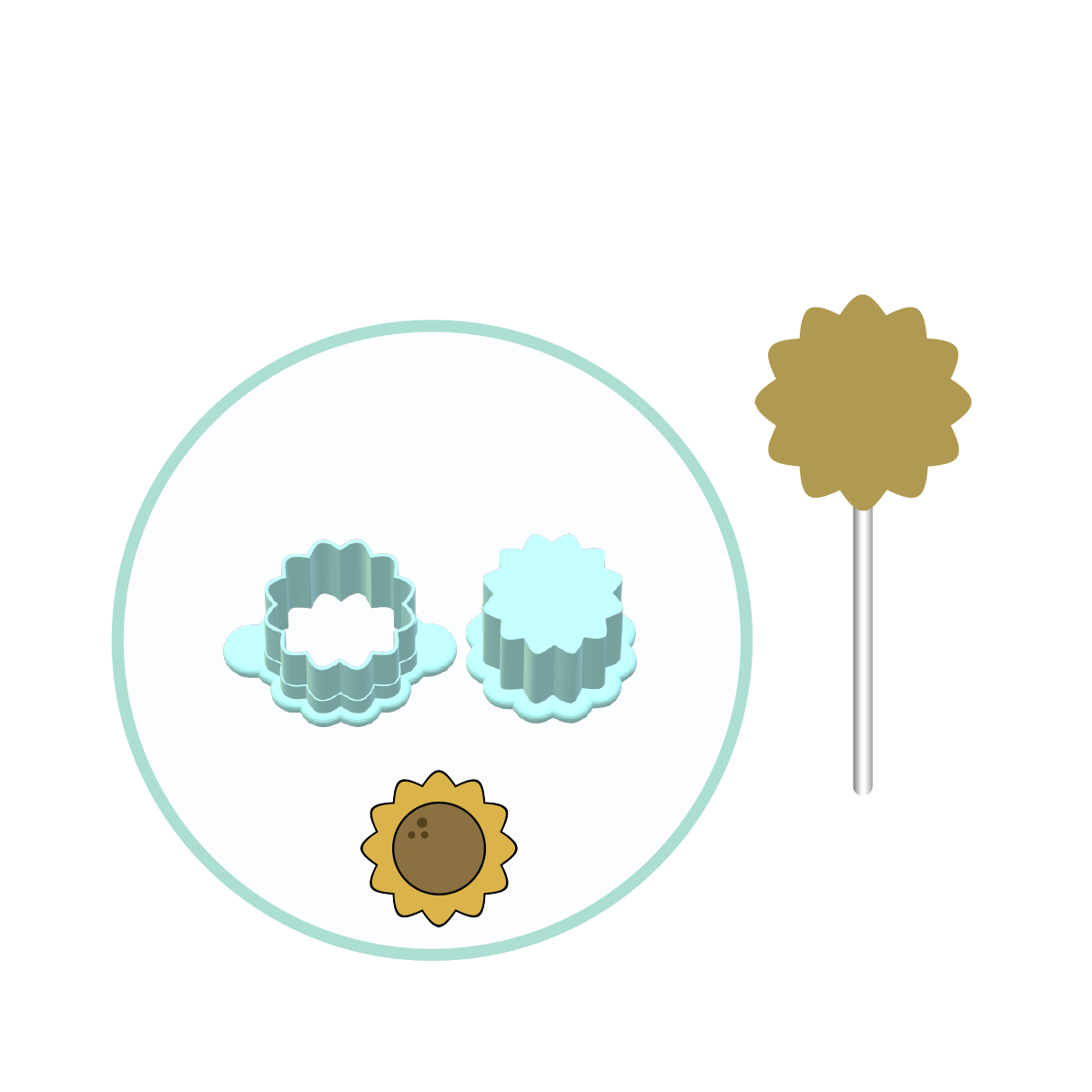 Sunflower Cake Pop Mold | Deluxe Cutter, Popper