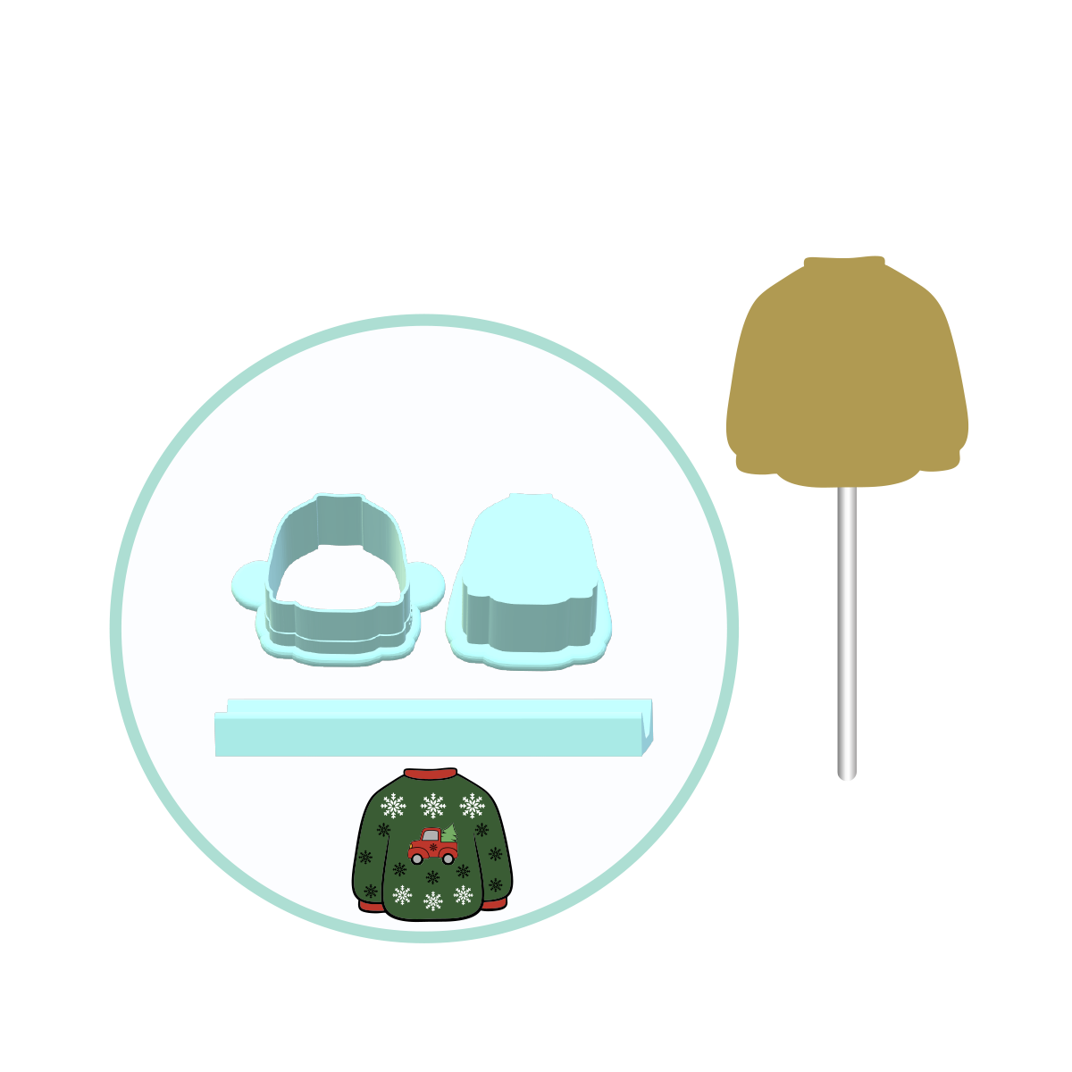 Christmas Ugly Sweater Cake Pop Mold | Deluxe Cutter, Popper, and Tray Option