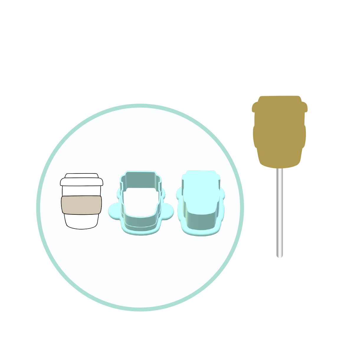 Coffee Cup Cake Pop Mold | Deluxe Cutter, Popper, and Tray Option