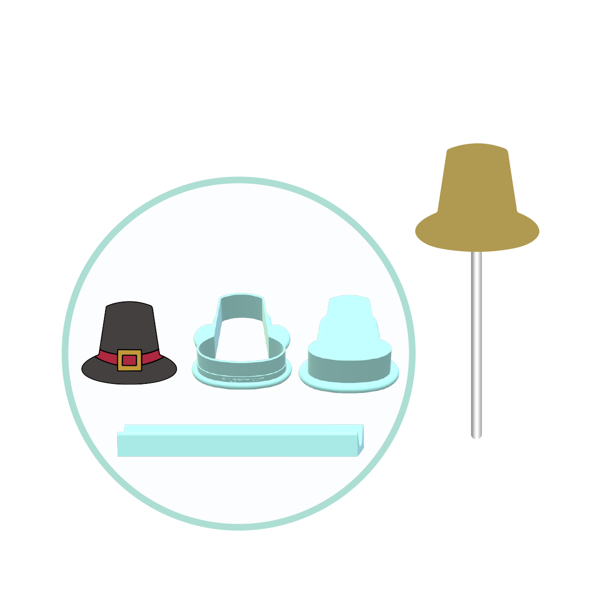 Pilgrim Hat Cake Pop Mold | Deluxe Cutter, Popper, and Tray Option