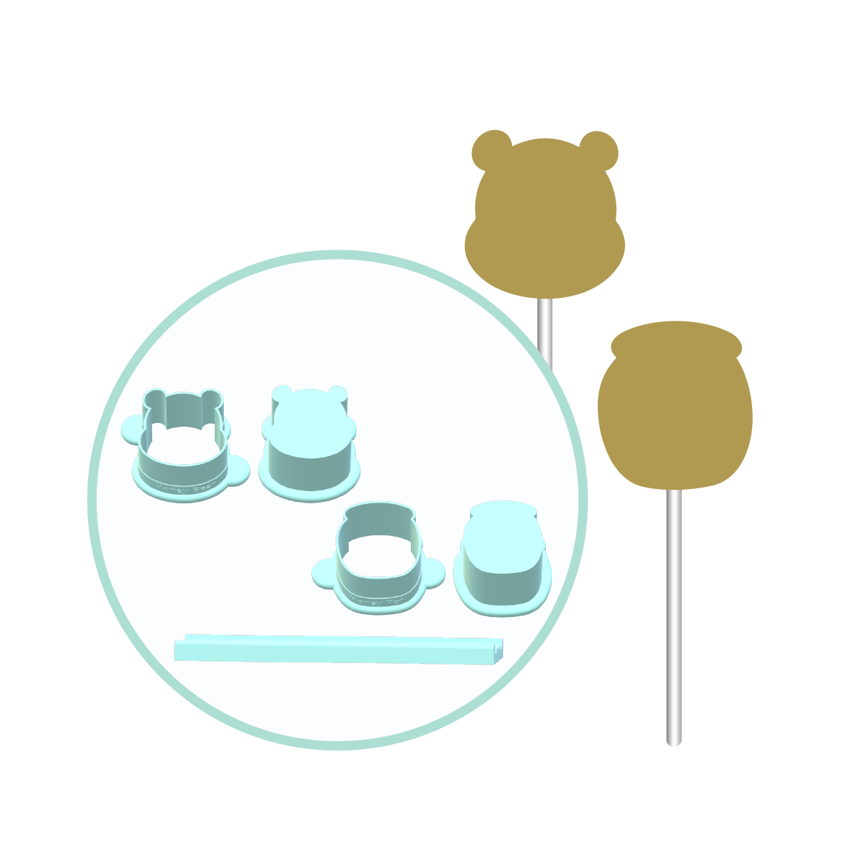 Honey Bear and Pot Cake Pop Mold | Deluxe Cutter, Popper, and Tray Option