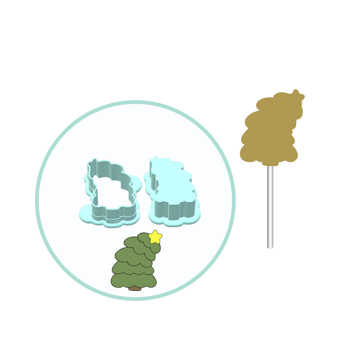 Leaning Christmas Tree Cake Pop Mold | Deluxe Cutter, Popper