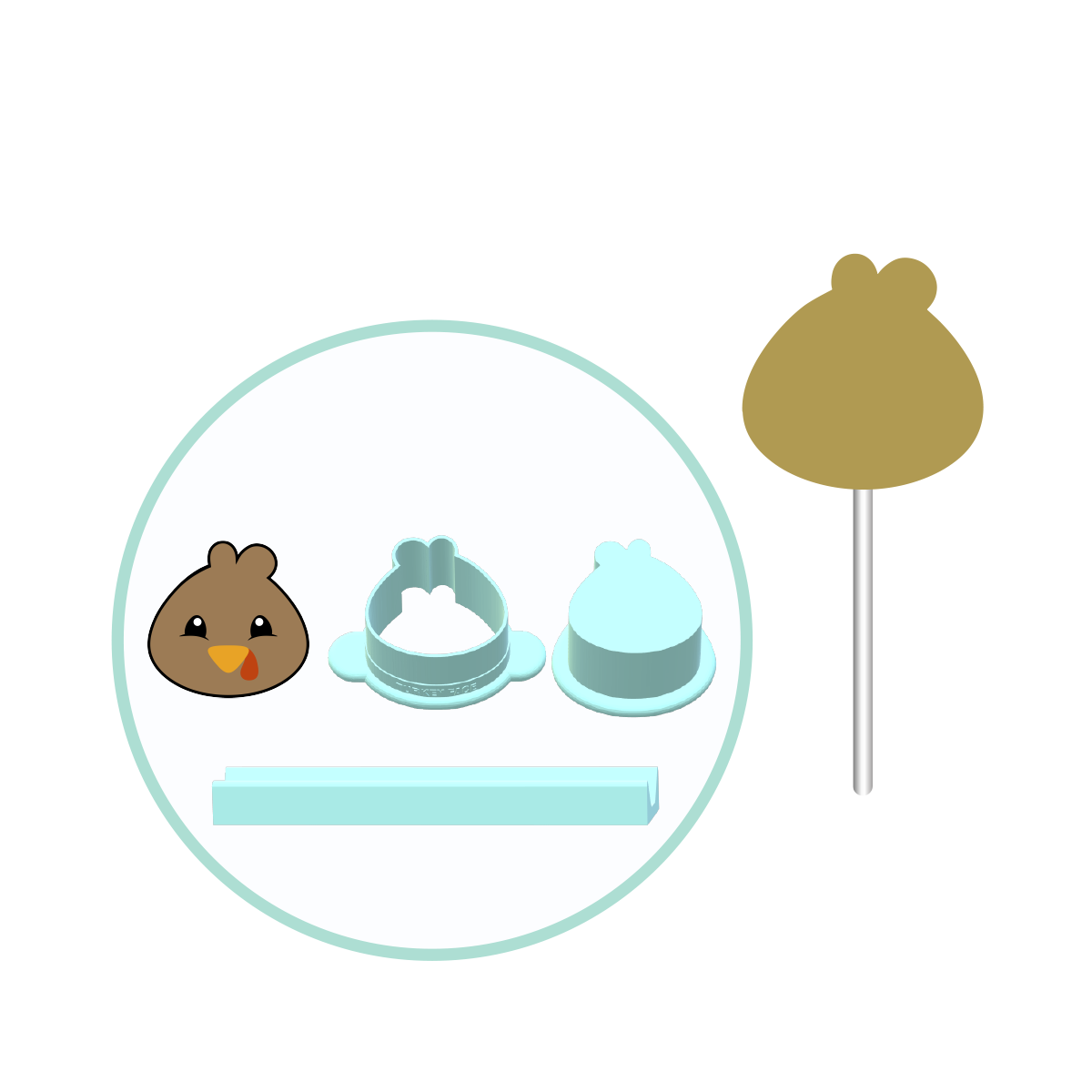 Turkey Face Cake Pop Mold | Deluxe Cutter, Popper, and Tray Option