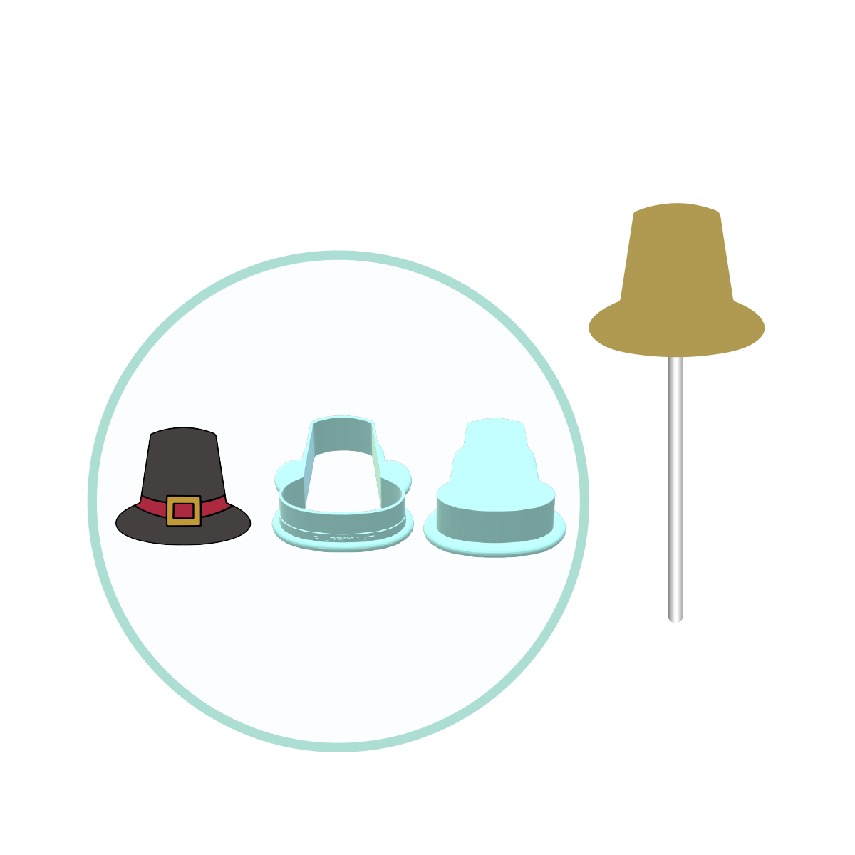 Pilgrim Hat Cake Pop Mold | Deluxe Cutter, Popper, and Tray Option