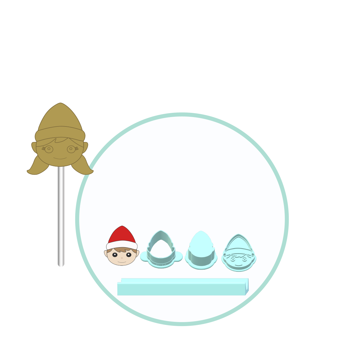 Christmas Elf Cake Pop Molds with Embosser Stamp| Deluxe Cutter, Popper, and Tray Option