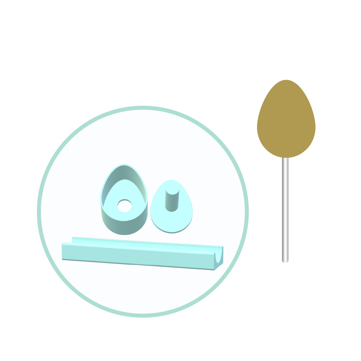 Standard Easter Egg Cake Pop Mold with 9in Tray | Digital Download STL File