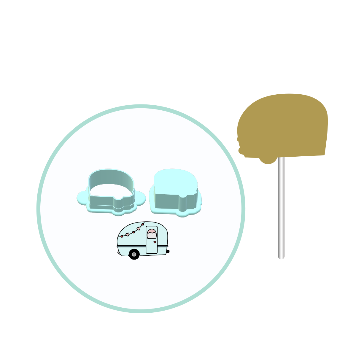Camping Trailer Cake Pop Mold | Deluxe Cutter, Popper, and Tray Option
