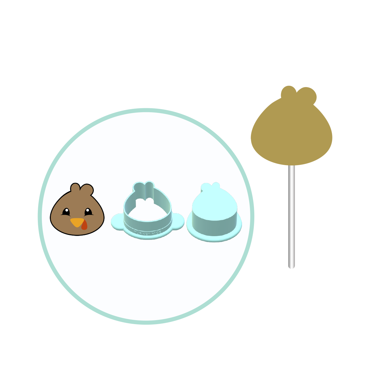 Turkey Face Cake Pop Mold | Deluxe Cutter, Popper, and Tray Option