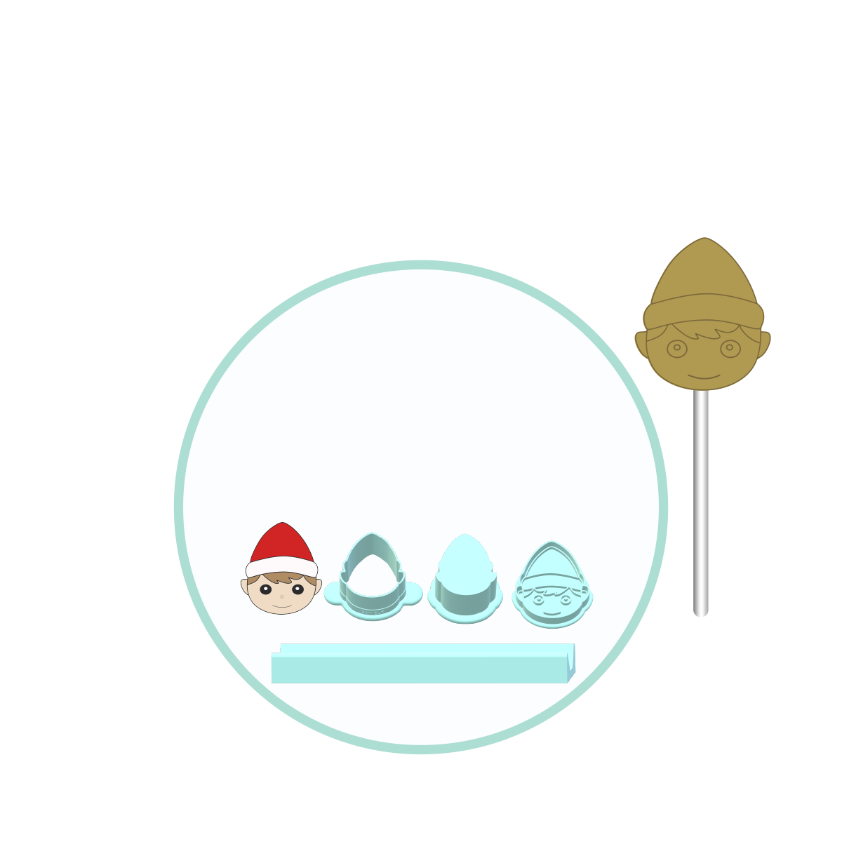 Christmas Elf Cake Pop Molds with Embosser Stamp| Deluxe Cutter, Popper, and Tray Option