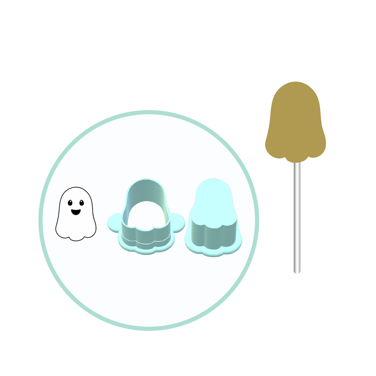 Ghost Cake Pop Mold | Deluxe Cutter, Popper, and Tray Option