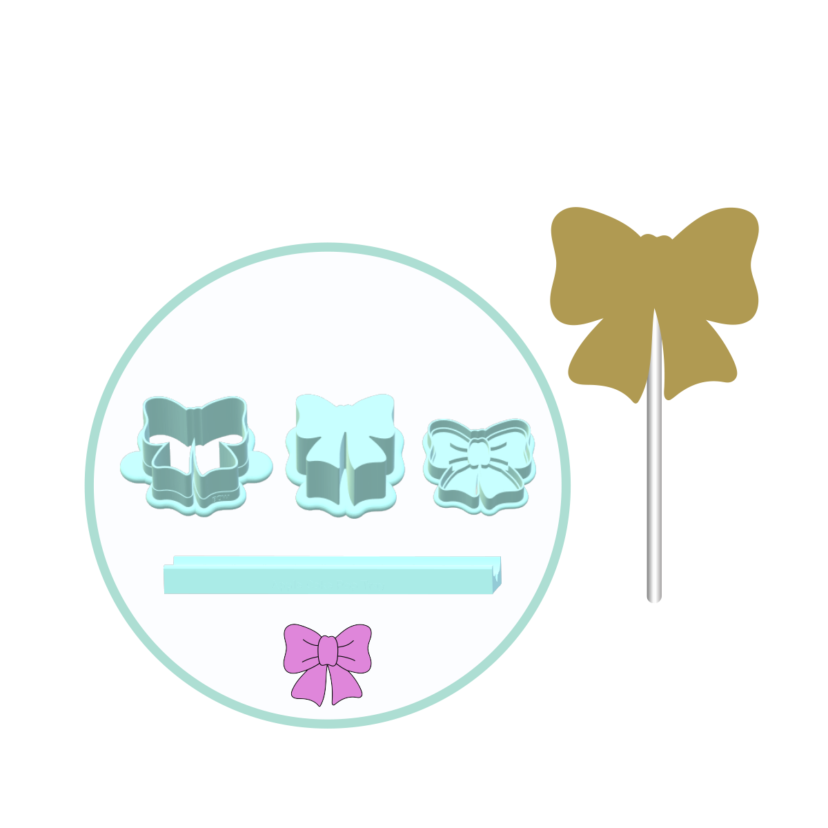 Bow Cake Pop Mold with Fondant Stamp | Deluxe Cutter, Popper, and Tray Option