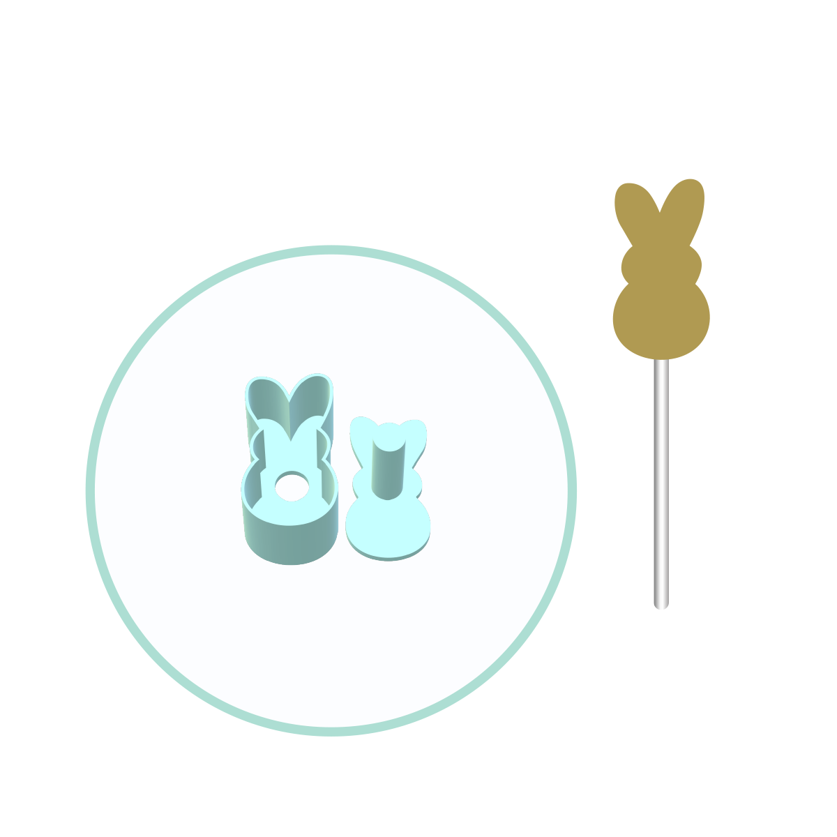 Standard Peeps Bunny Cake Pop Mold with 9in Tray | Digital Download STL File