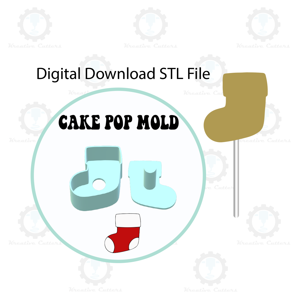 Christmas Stocking Cake Pop Mold | Digital Download STL File