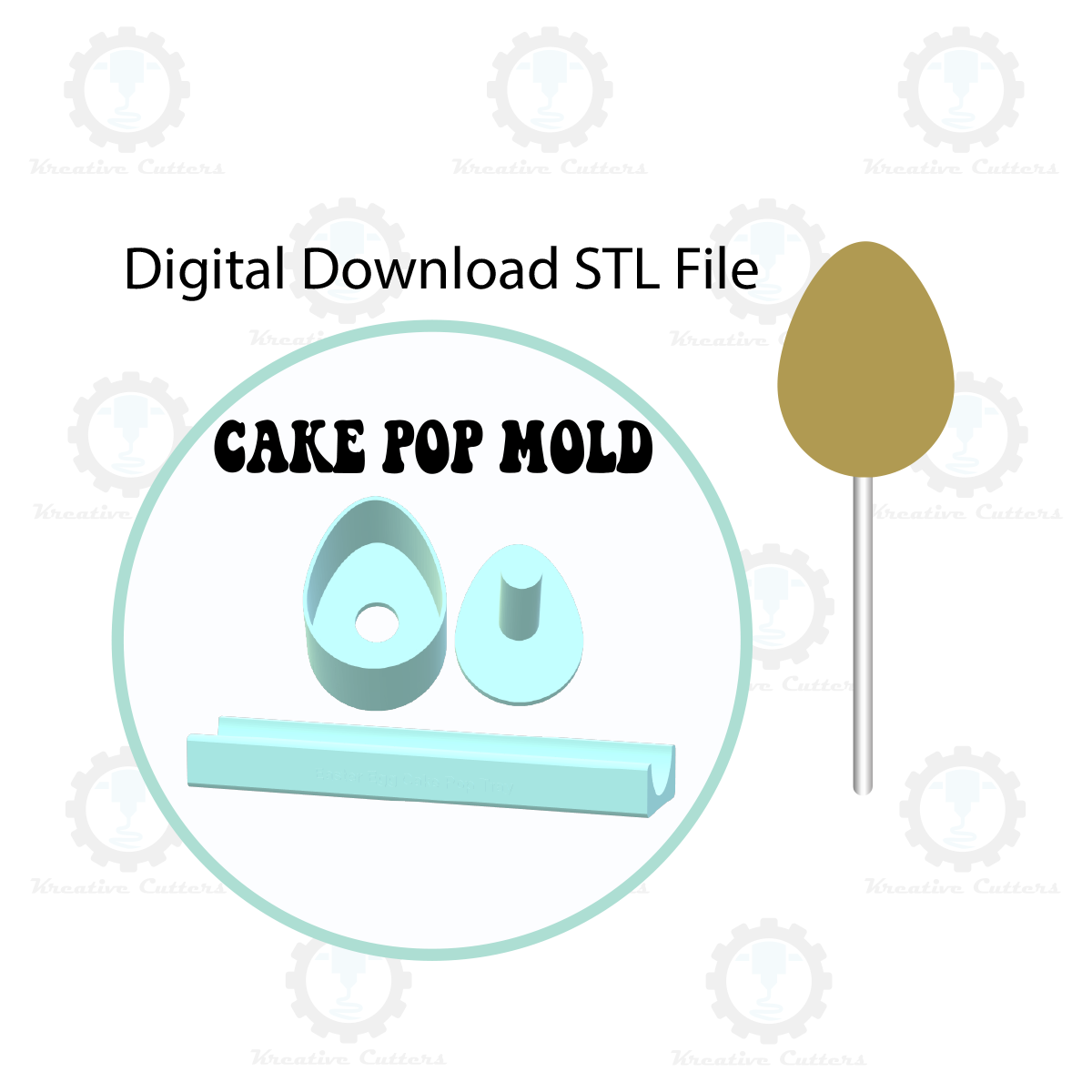 Standard Easter Egg Cake Pop Mold with 9in Tray | Digital Download STL File