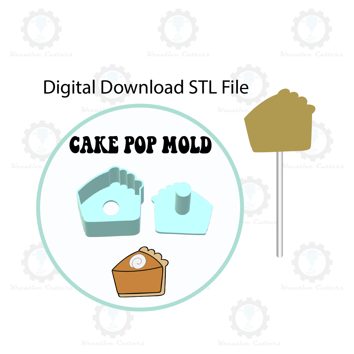 Pumpkin Pie Slice Cake Pop Mold | Digital Download STL File