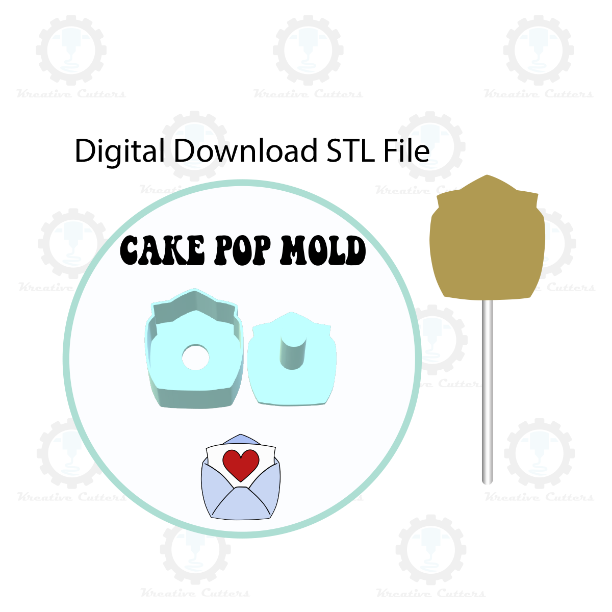 Valentines Love Letter Envelope Cake Pop Mold | Digital Download STL File