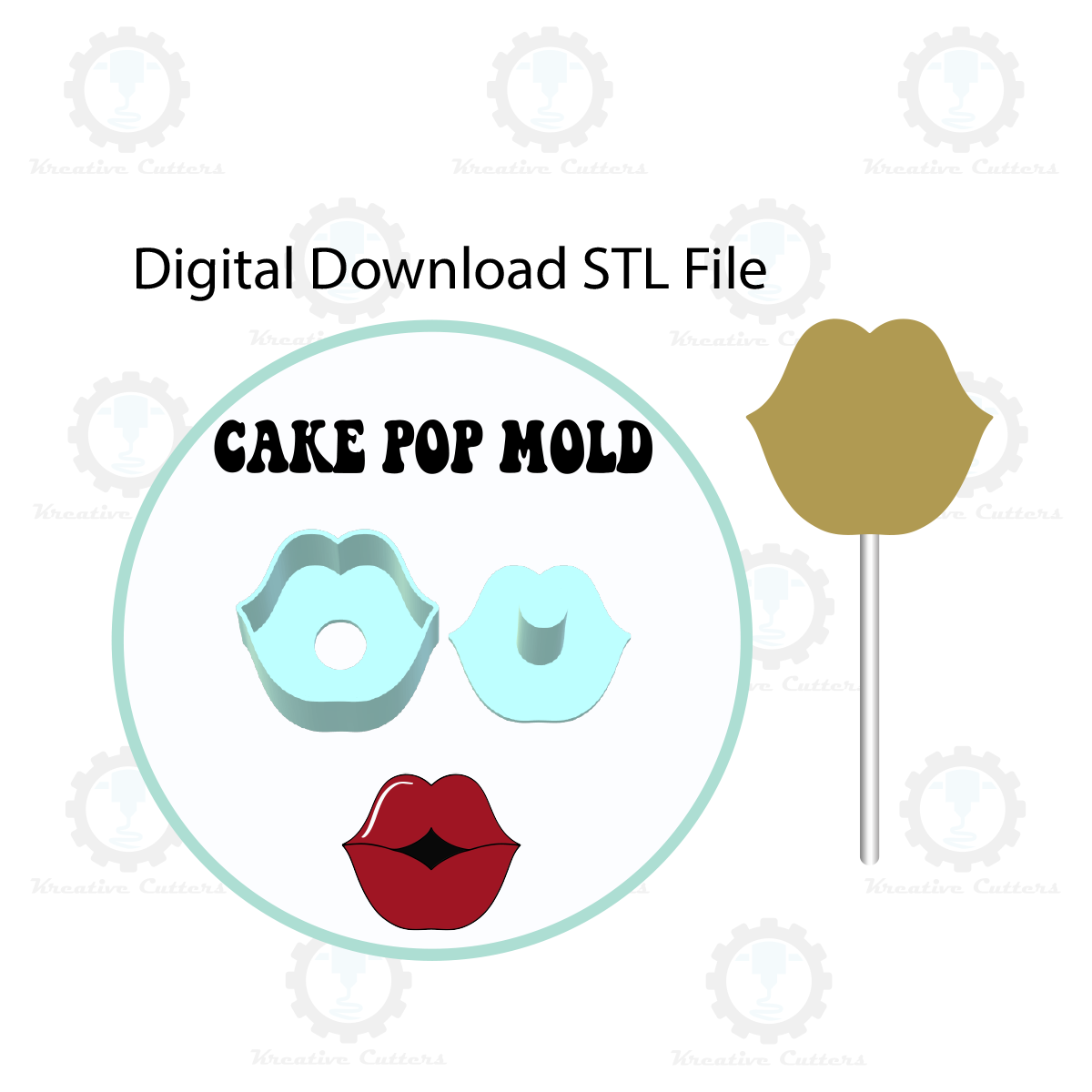 Valentines Lips Cake Pop Mold | Digital Download STL File