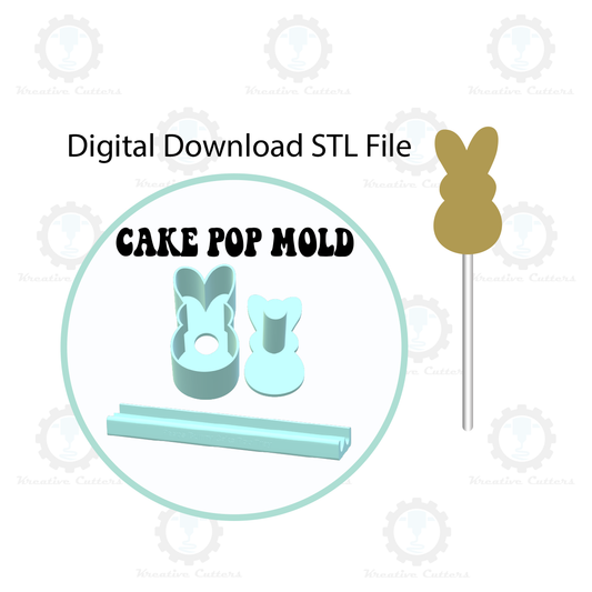 Standard Peeps Bunny Cake Pop Mold with 9in Tray | Digital Download STL File