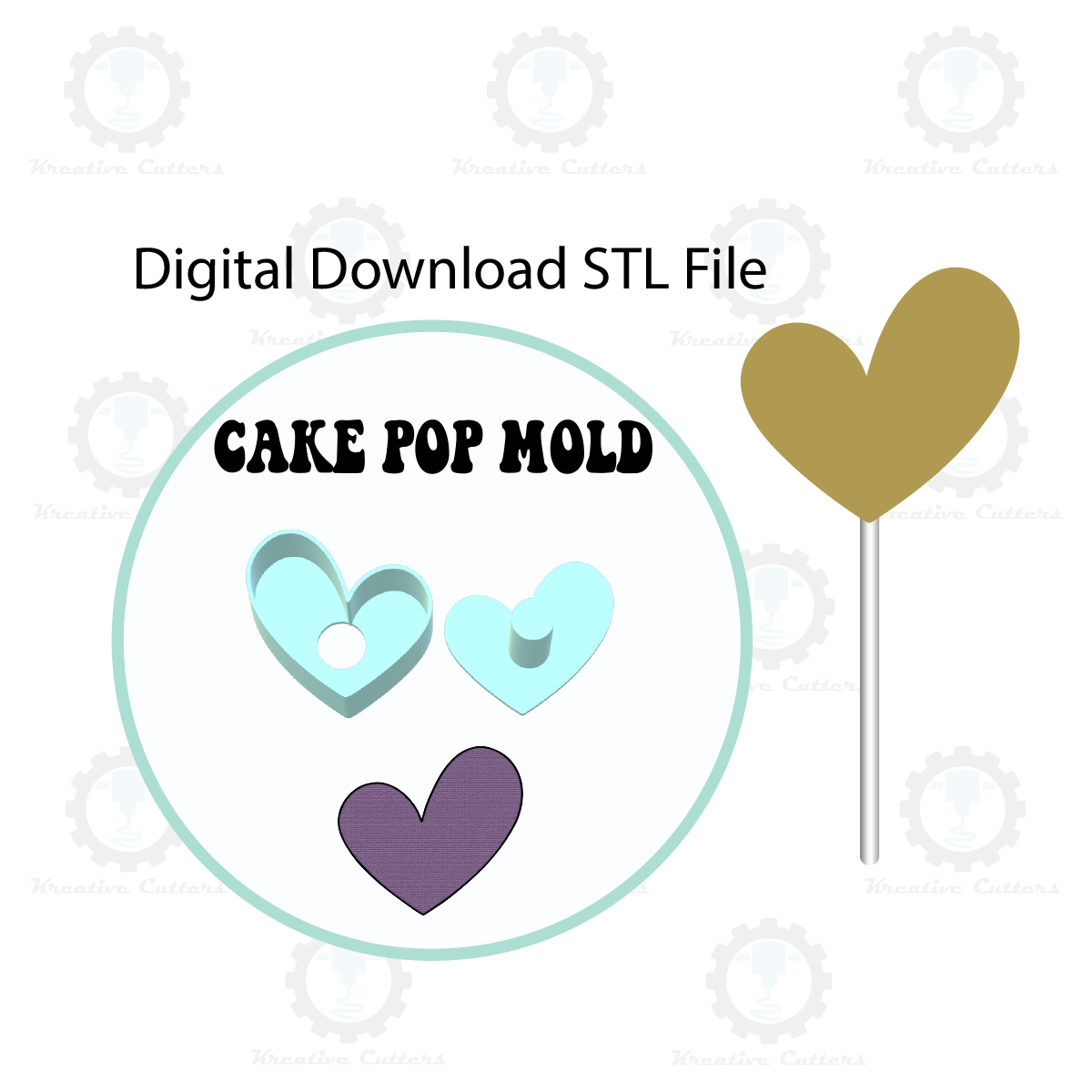 Valentines Wonky Heart Cake Pop Mold | Digital Download STL File