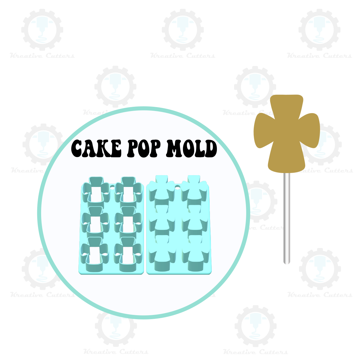 Chubby Cross Cake Pop Mold | Deluxe Cutter, Popper, Fondant Cutter and Tray Option