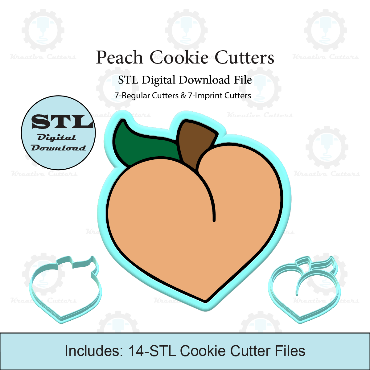 Peach Cookie Cutters | Standard & Imprint Cutters Included | STL Files
