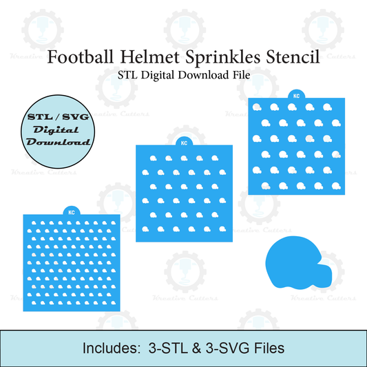 Football Helmet Sprinkles Stencil | Laser or 3D Printed, Decorating Stencils | Digital Download STL & SVG Files