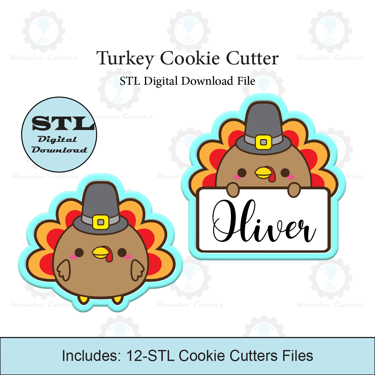 Turkey Cookie Cutter | With personalized Text Box Option | STL File