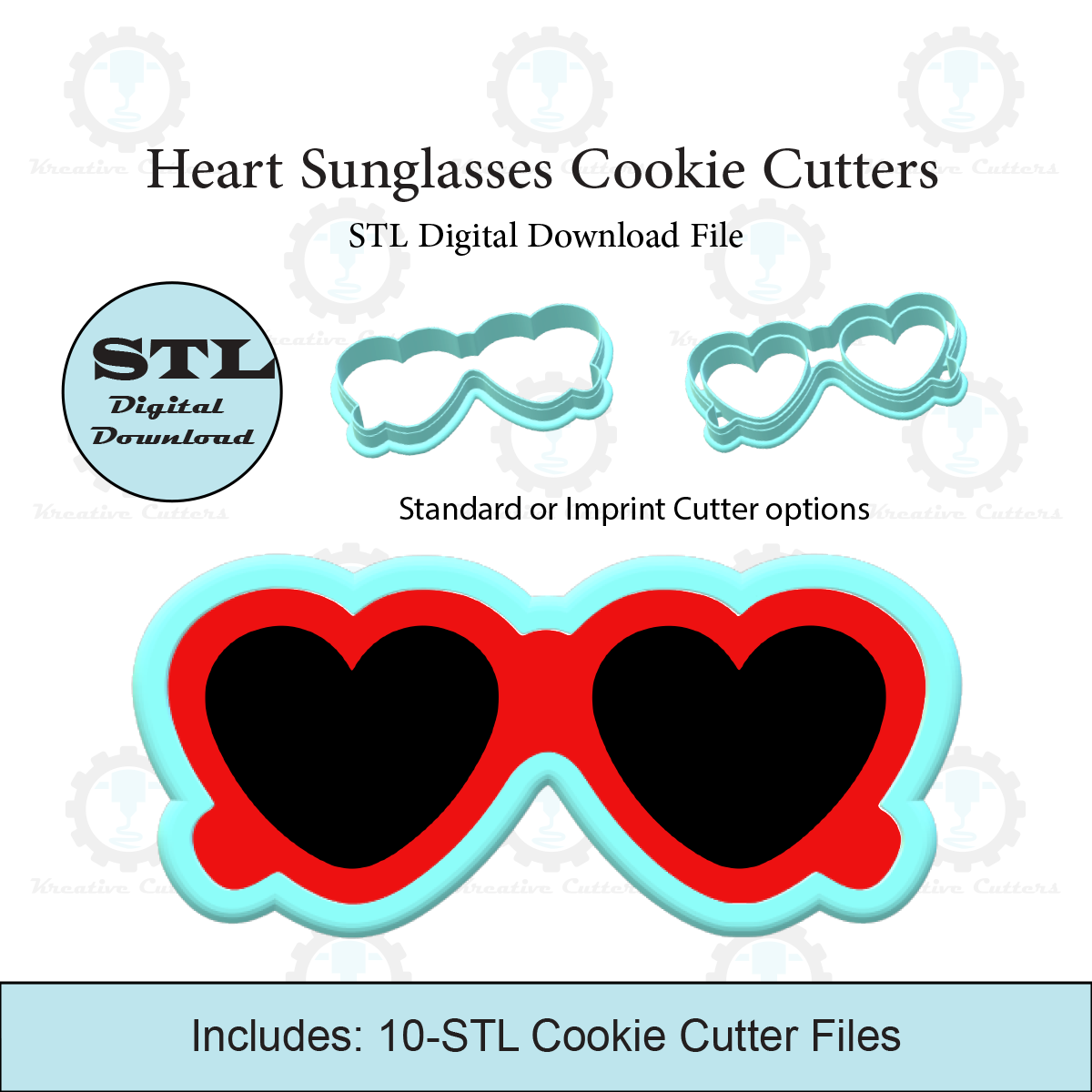 Heart Sunglasses Cookie Cutters | Standard & Imprint Cutters Included | STL Files