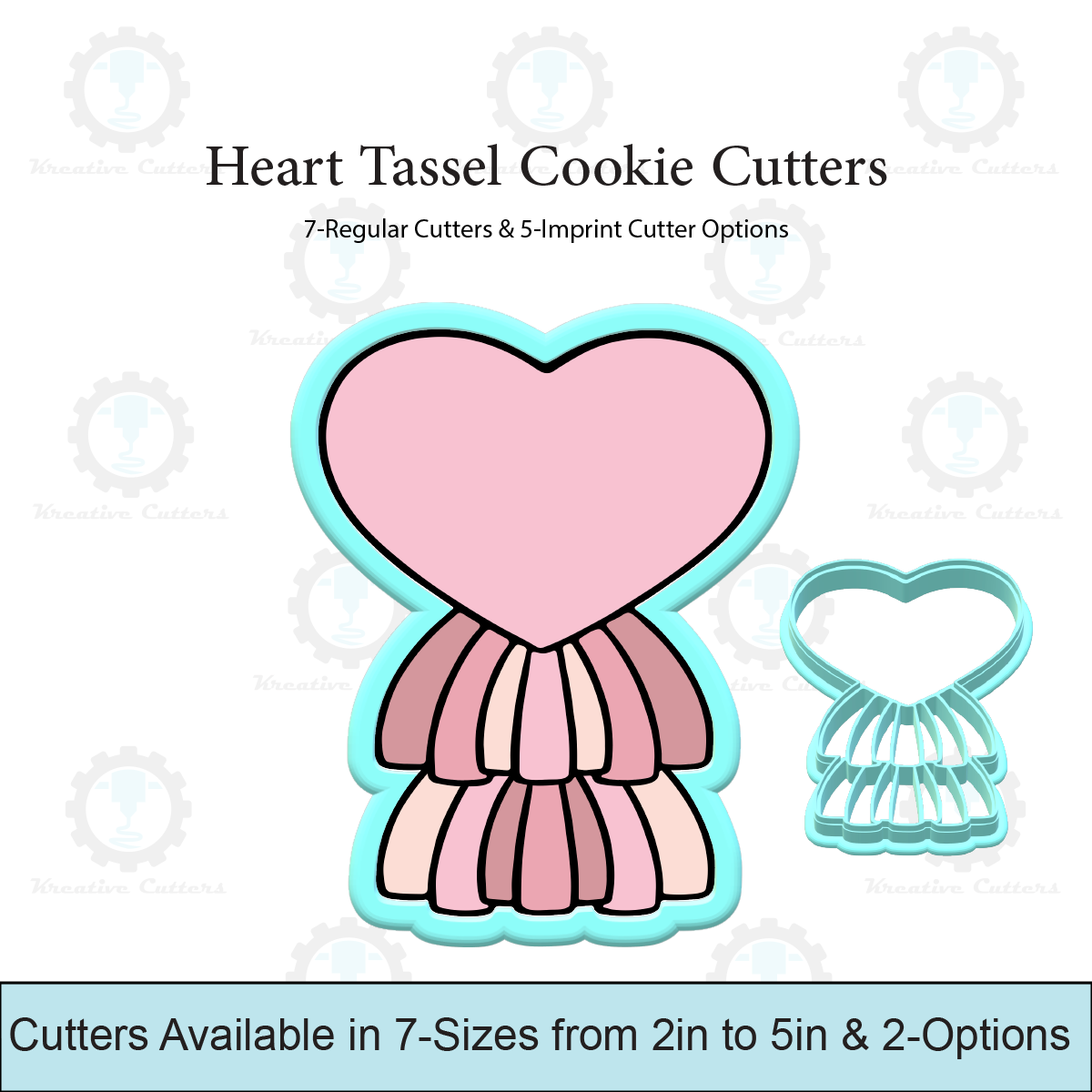 Heart Tassel Cookie Cutters | With Imprint Cutter Option
