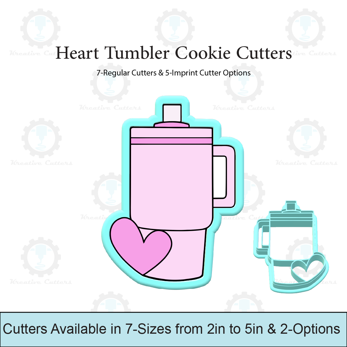 Heart Tumbler Cookie Cutters With imprint cutter Option