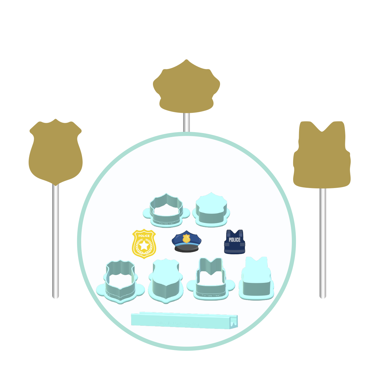 Police Cake Pop Molds | Deluxe Cutter, Popper, and Tray Option