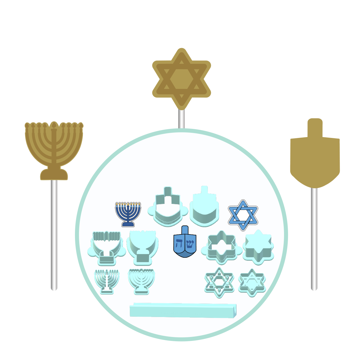 Jewish Hanukkah Cake Pop Molds | Deluxe Cutter, Popper, and Tray Option