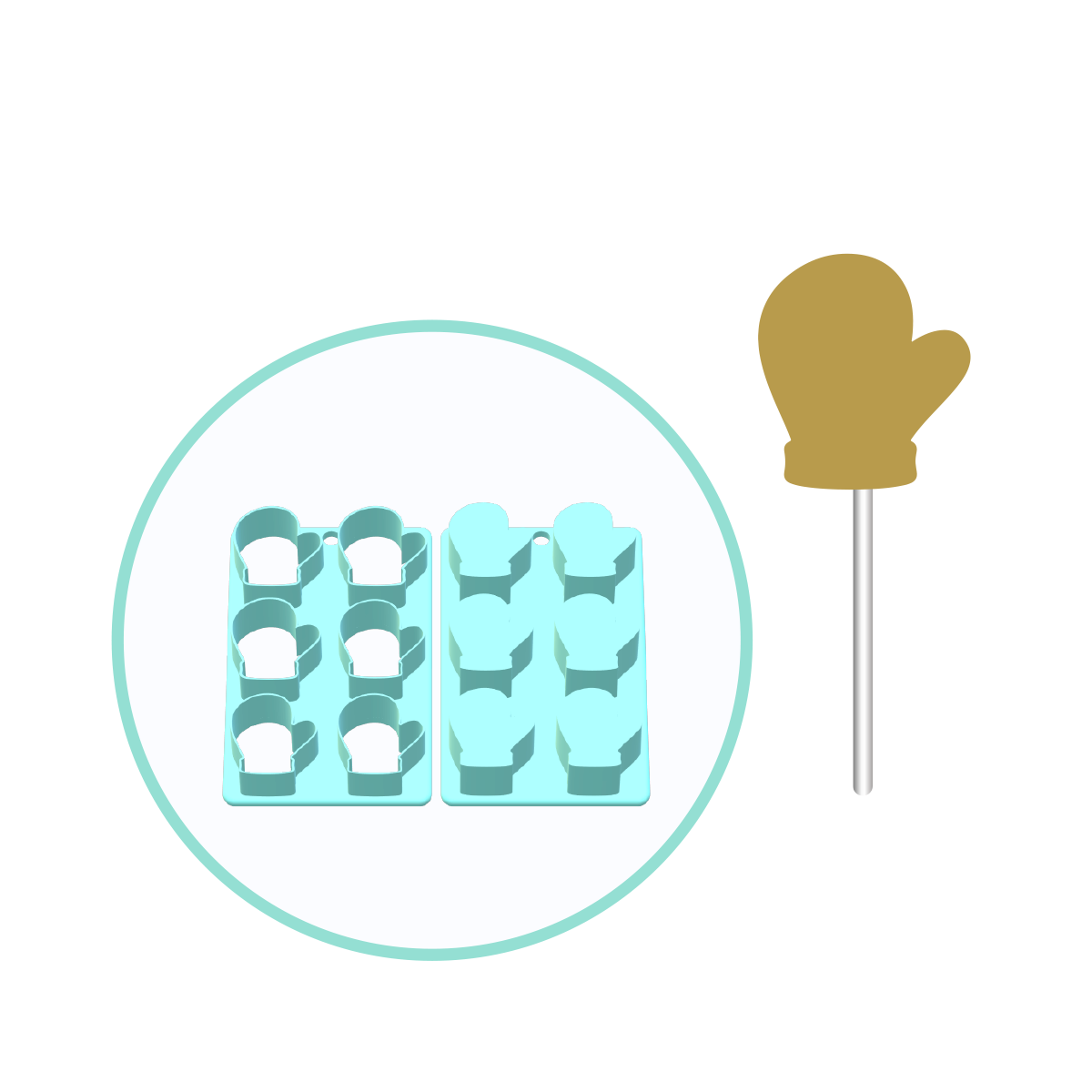 Mitten Cake Pop Mold | Deluxe Cutter, Popper, and Tray Option