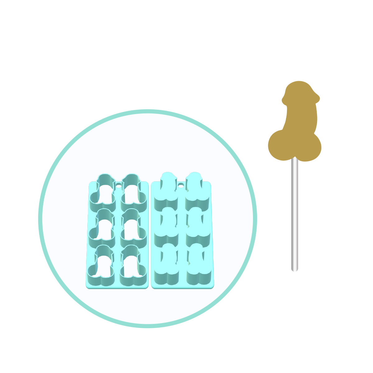 Penis Cake Pop Mold | Deluxe Cutter, Popper, and Tray Option