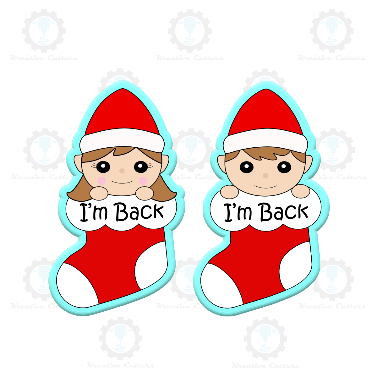 Tall Christmas Elf Stocking with Name Plaque Cookie Cutters