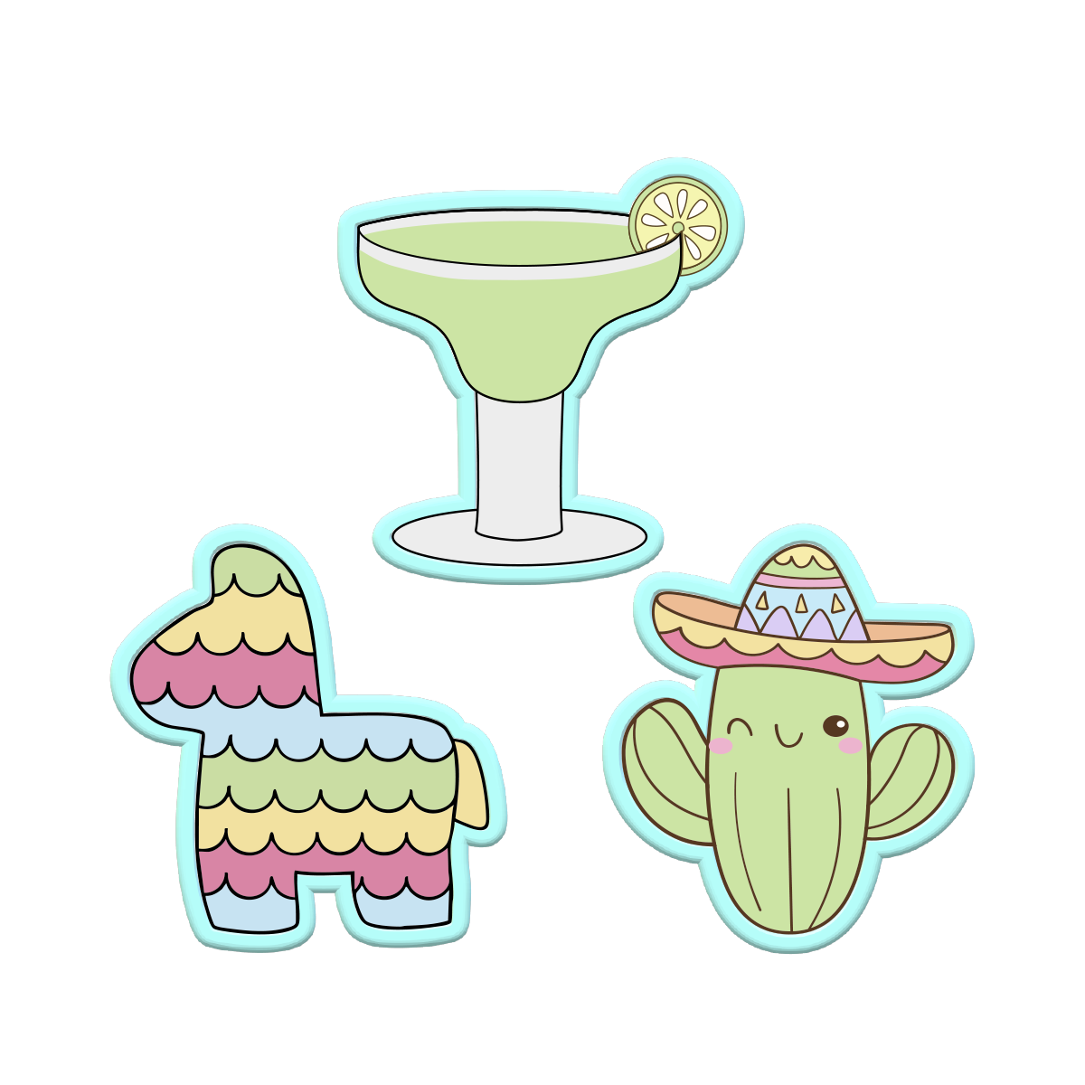 Cinco De Mayo Mexican Festa Cookie Cutters | Options: Margarita, Pinata, or Cactus