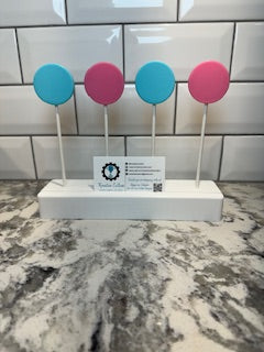 Cake Pop Display Stand with Business Card Slot (White/4 Holes)