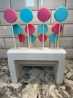 3-Tier Cake Pop Display Stand with Business Card Slot (White/12 Holes)