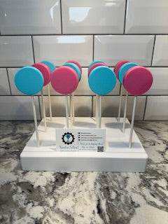 Cake Pop Display Stand with Business Card Slot (White/12 Holes)