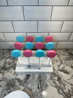 Cake Pop Display Stand with Business Card Slot (White/12 Holes)