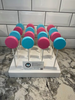 Cake Pop Display Stand with Business Card Slot (White/16 Holes)