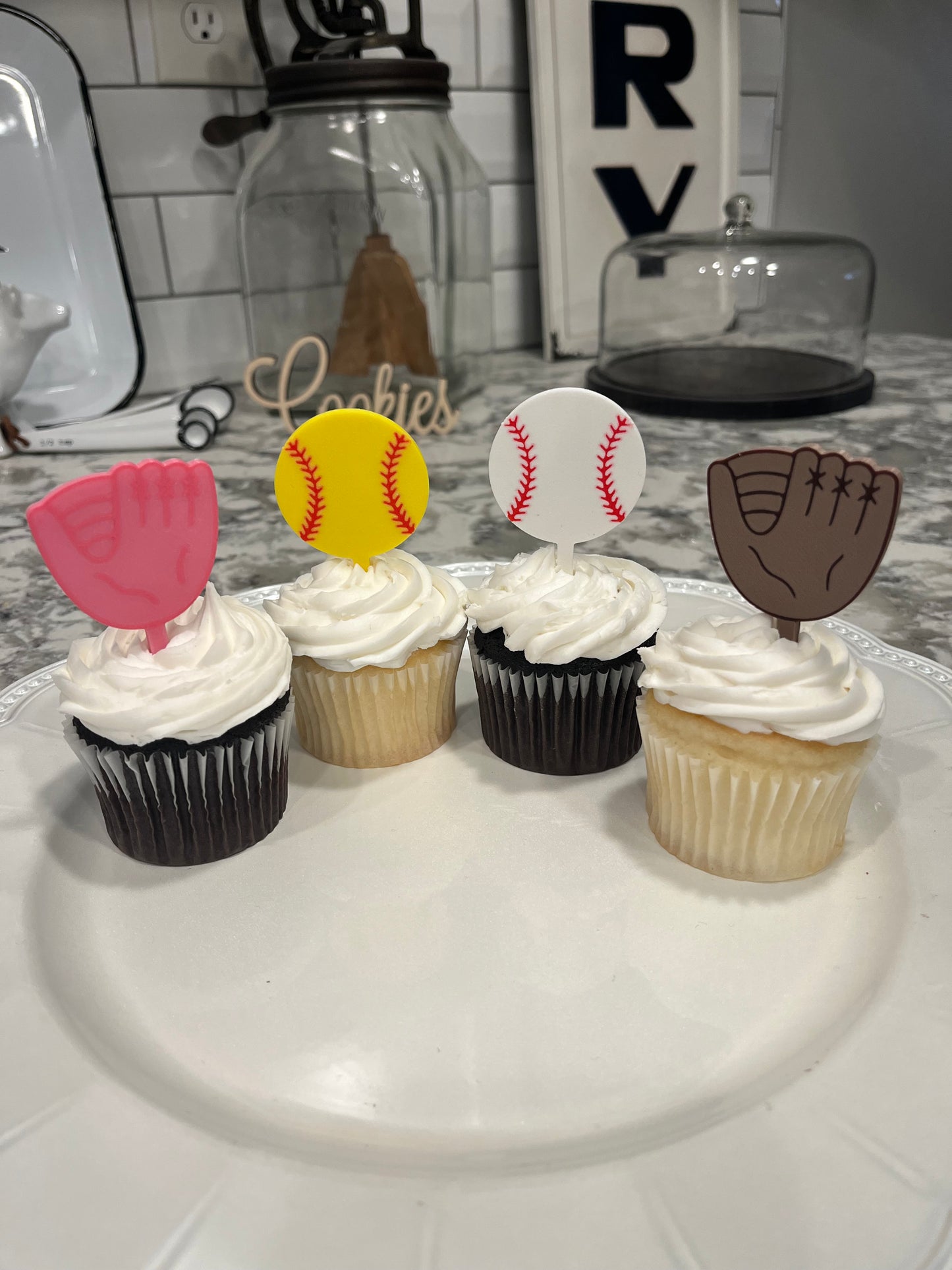Baseball Cupcake Toppers | Set of 12