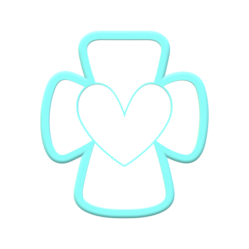 Chubby Heart Cross Cookie Cutters | With Imprint Cutter Option