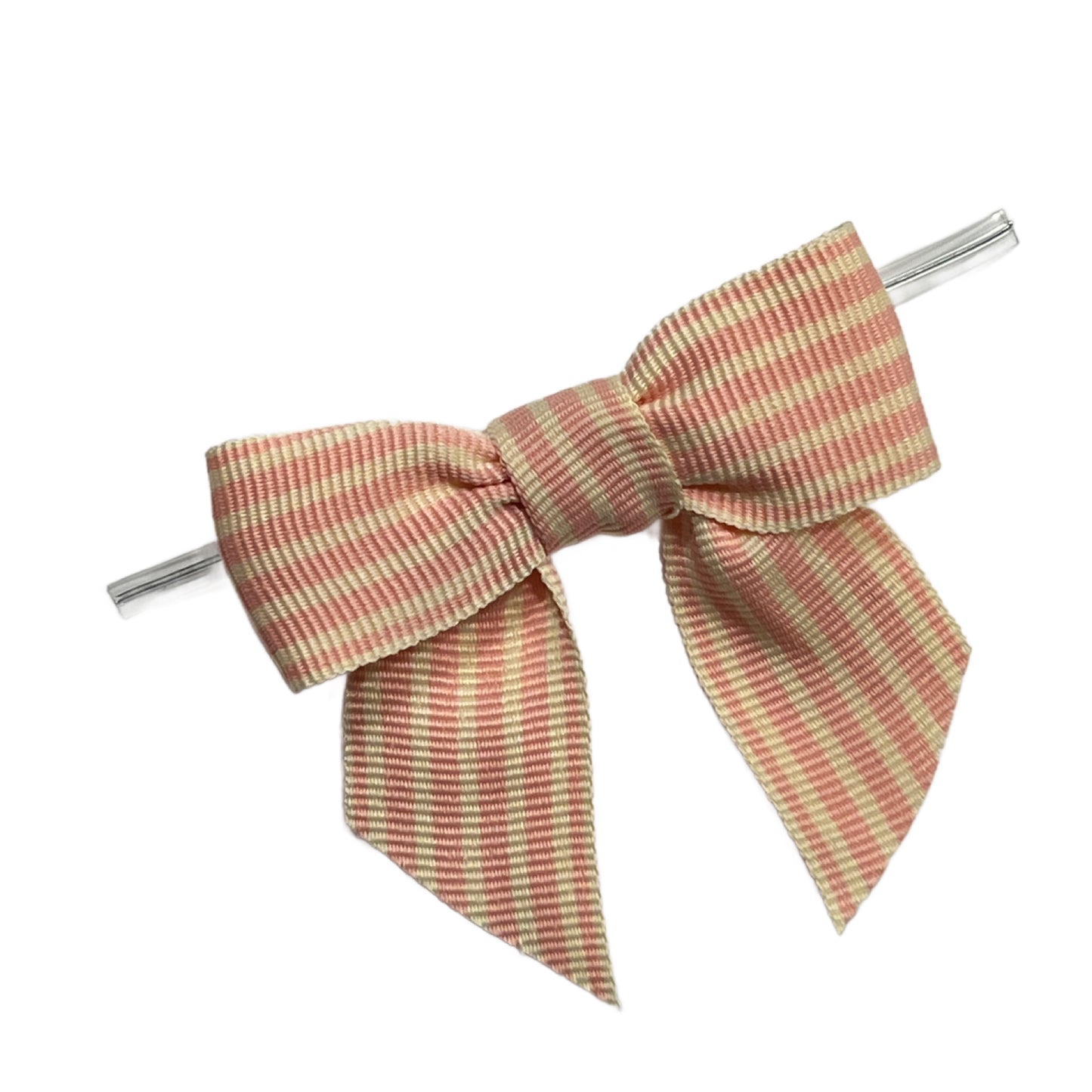 Pink Stripe Grosgrain Pre-Tied Bow w/Wire