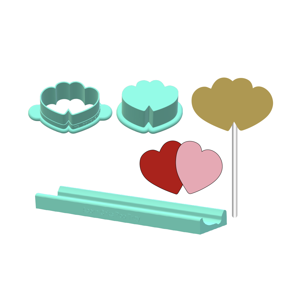 Double Hearts Cake Pop Mold