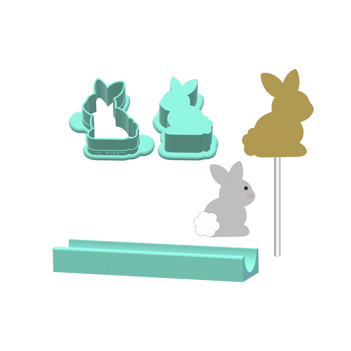 Rabbit Cake Pop Mold |Deluxe Cutter, Popper, and Tray Option